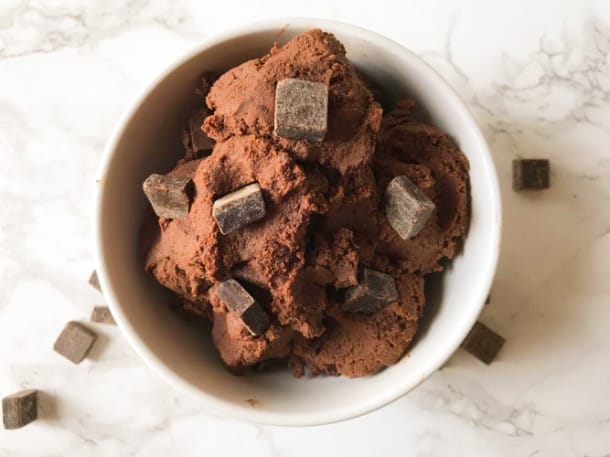 Egg-free Double Chocolate Chip Cookie Dough (made with black beans, grain-free, refined sugar-free, gluten-free)