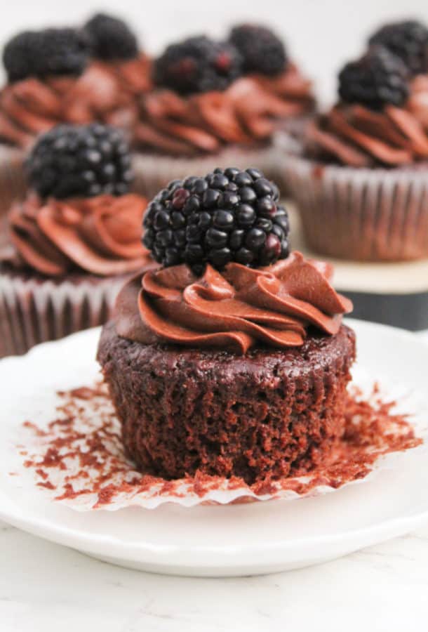 Chocolate cupcake on a plate