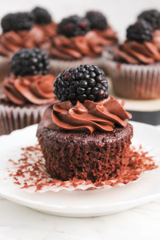 Chocolate cupcake on a plate
