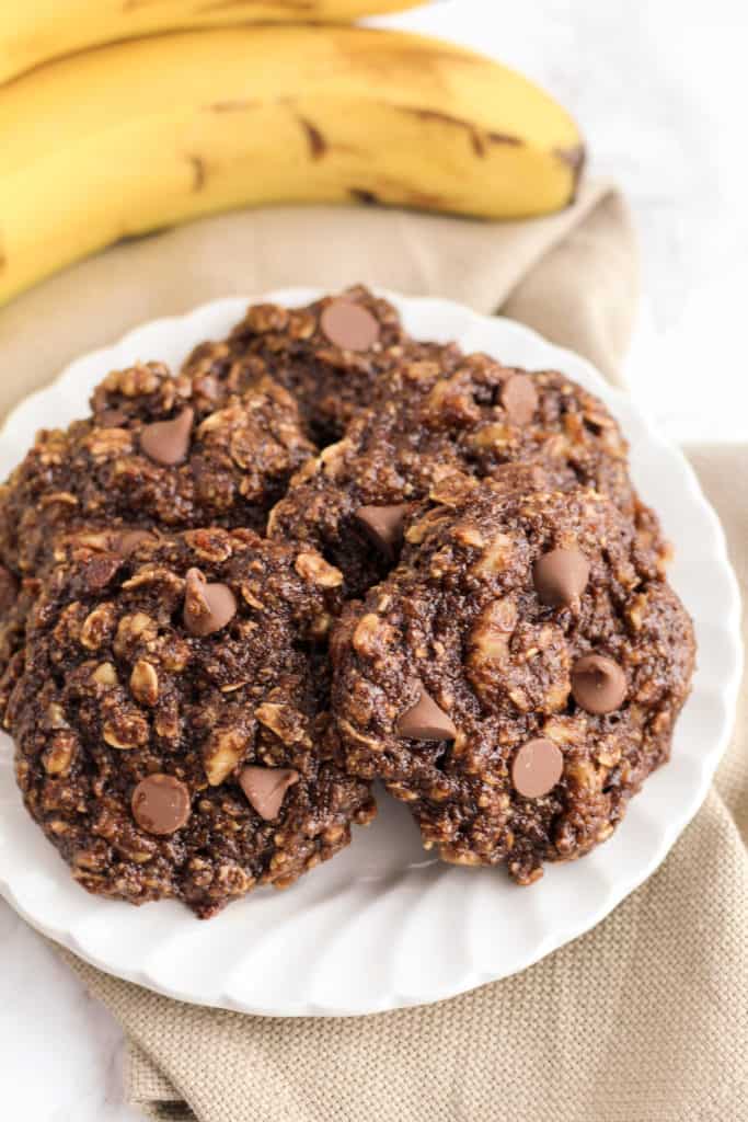 a plate filled with Chocolate Banana Breakfast Cookies