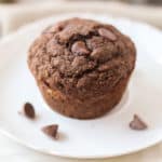 Chocolate muffin on a plate