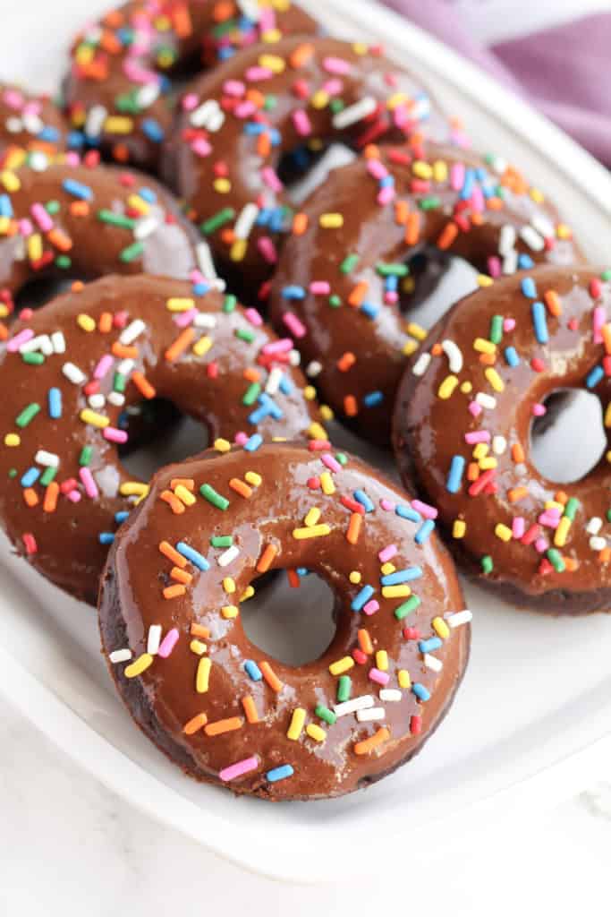 A tray of Healthy Chocolate Donuts