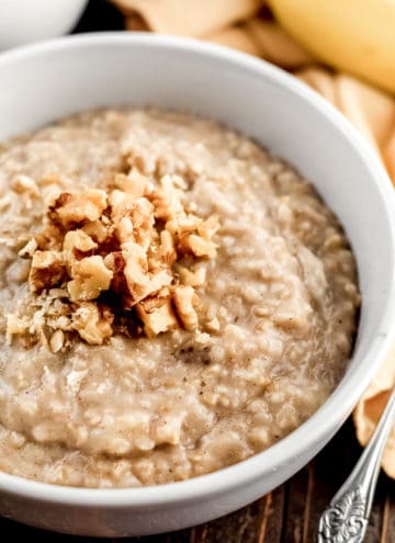A bowl of oats with nuts