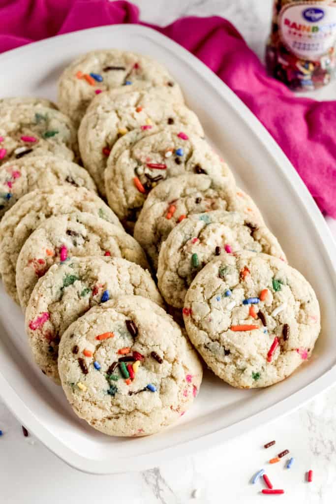 a tray with 12 funfetti cookies