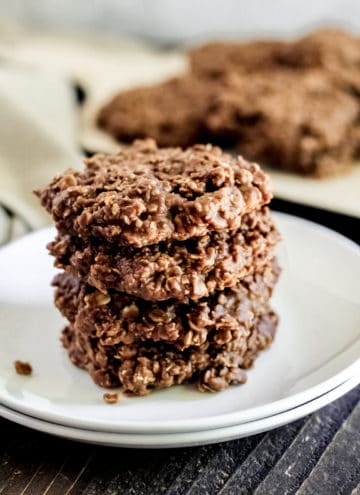Stack of chocolate cookies on a plate