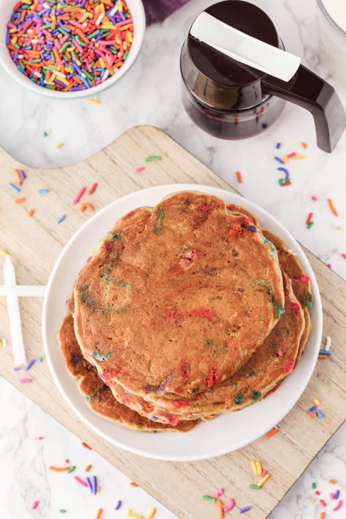 Pancakes on a plate with sprinkles